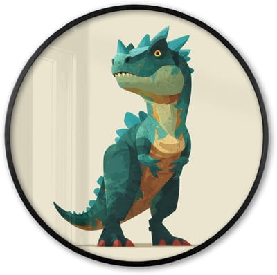 Poster in lijst Rond - Fotolijst 60x60 cm - Posters - Stekels - Dino - Blauw - Gespierd - Ronde posterlijst zwart - Decoratie - Wanddecoratie woonkamer - Muurdecoratie slaapkamer