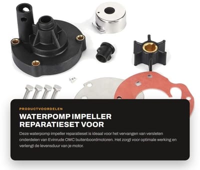 Dailygoods- Waterpomp Impeller Reparatieset - Vervanging - Evinrude OMC - Rubber/metaallegering - Onderdeelnummer 763758/778166 - Inclusief 1 x Neopreen waaier - Waaierset