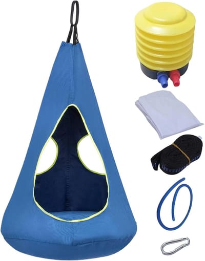 Kinderpod Schommelzitje - Hangstoel Tent - Ontspannen Buiten - Verstelbare Hoogte - 130 x 90 cm - Blauw