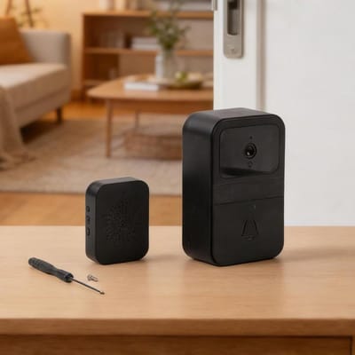 Videodeurbel met camera - Draadloze intercom - Thuisbeveiliging - Met spraakwisselaar - 12 x 10 x 5 cm - Zwart