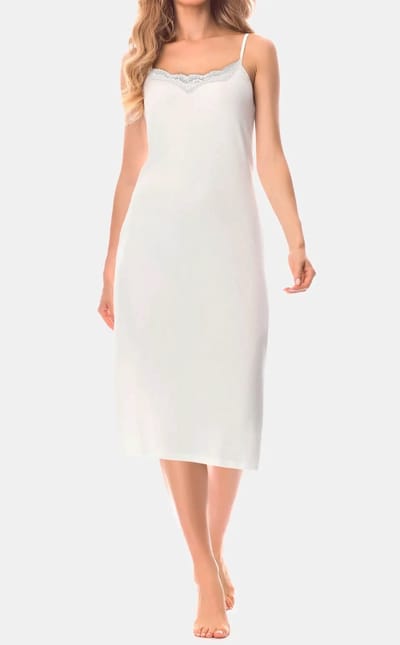 Gaubert kanten Onderjurk dames Extra lang - Spaghetti bandjes - Gladde onderjurk verstelbare bandjes - Zwart - Wit - Beige - L