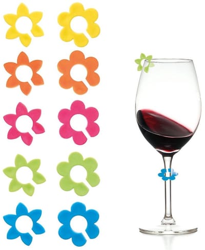 Orion - Glasmarker Bloemen - 10 Stuks - Meerkleurig - Herbruikbaar