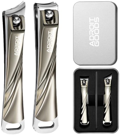 AdroitGoods Luxe Nagelknipper Set – Precisiegereedschap van Roestvrijstaal - Nageltang -champagnegoud, met vijl en opberghoes