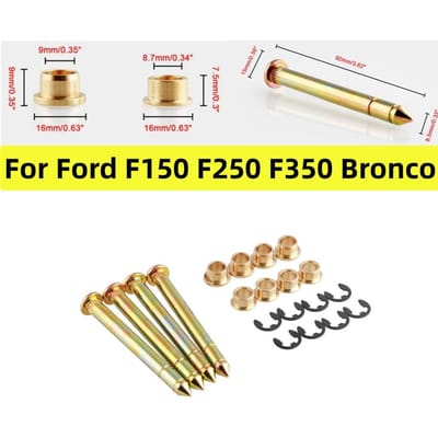 4x deurscharnieren pin- en deurbussen en E-ringclips reparatieset verzinkt staal beige