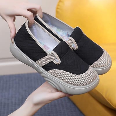 Nieuwe Oude Peking Stoffen Schoenen Lichtgewicht en Comfortabel Zachtzool Dames Schoenen Veelzijdige Luie Schoenen Instappers 40 black