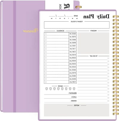 Dagelijkse Planner - Notitieboek Agenda - Productief Werken - Ongedateerde Pagina's - 7x10 Inch - Paars
