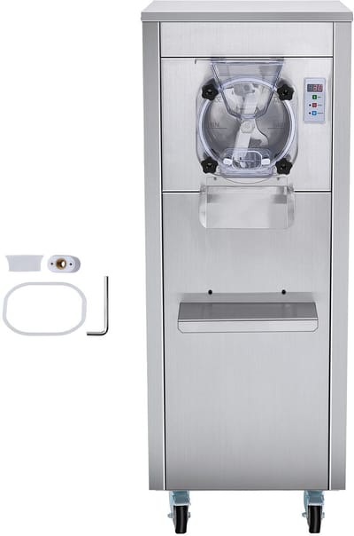 Commerciële ijsmachine, 18L/H output, enkele smaak, met wielen, 6L roestvrijstalen cilinder, LED-bediening, automatische voorkoeling en reiniging, ideaal voor restaurants en snackbars