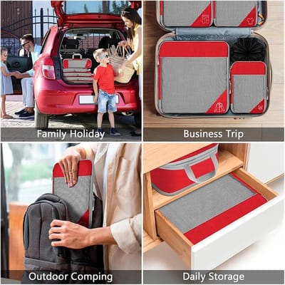 Reis Koffer Organizer Set - Bagage Tassen - Bagage Inpakken - Lichtgewicht Ontwerp - 6 Delig - Zwart