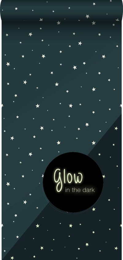 ESTAhome glow-in-the-dark behang lichtgevende sterretjes donkerblauw - 0,53 x 10,05 m - 139262