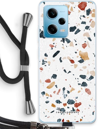 Case Company® - Hoesje met koord geschikt voor Xiaomi Redmi Note 12 Pro 5G hoesje met Koord - Terrazzo N°4 - Telefoonhoesje met Zwart Koord - Bescherming aan alle Kanten en Over de Schermrand