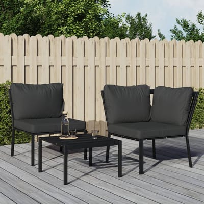 vidaXL - Tuinstoel - met - grijze - kussens - 76x76x79 - cm - staal