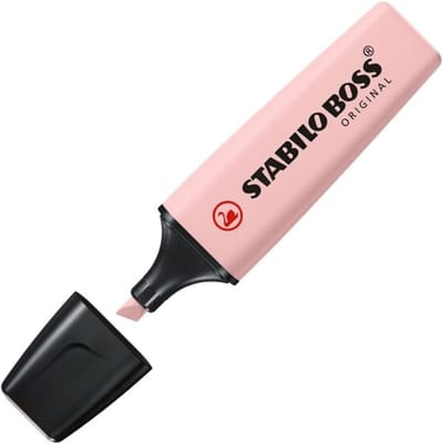 STABILO® BOSS ORIGINAL markeerstift NatureCOLORS Wildflower, wigvormige punt, lijndikte 2-5 mm, schrijfkleur roze, anti-uitdroogtechnologie, 1 stuk