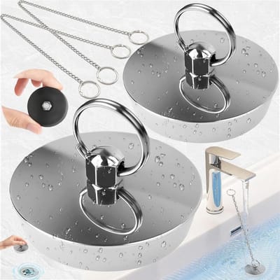 2 Stuks RVS Afvoerplug Ketting, Stopper voor Wastafel en Badkamer, Duurzame Afvoerplug met Ketting voor Gemakkelijk Gebruik