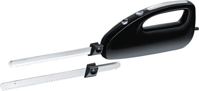 Core® Elektrisch Broodmes - Elektrisch Mes Met Vingerbescherming – Broodsnijder Incl. Twee Roestvrijstalen Messen - Zwart - 43cm x 6cm x 11cm