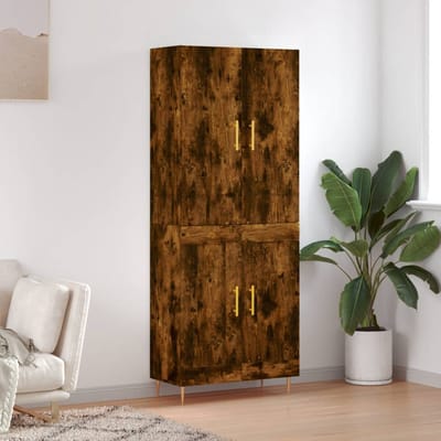 vidaXL - Hoge - kast - 69,5x34x180 - cm - bewerkt - hout - gerookt - eikenkleurig