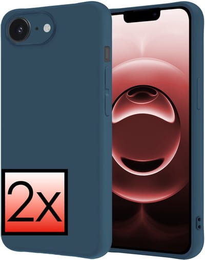 Hoesje - 2 Stuks - Geschikt voor Apple iPhone 16e / 17e - Sterk & Shockproof - Case Siliconen - Back Cover - Telefoon Hoes - Donkerblauw