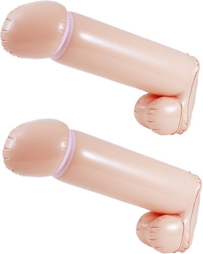 Opblaasbare penis/piemel - 2x - extra lang - 60 cm - vrijgezellenfeest - met aansluiting - fopartikelen