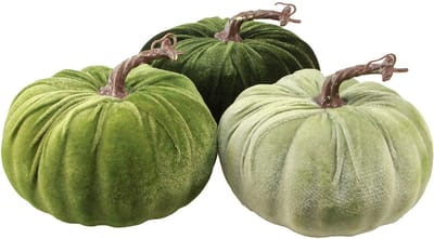 Decoratieve pompoen herfstgroen donkergroen lichtgroen Ø18cm 3 stuks,