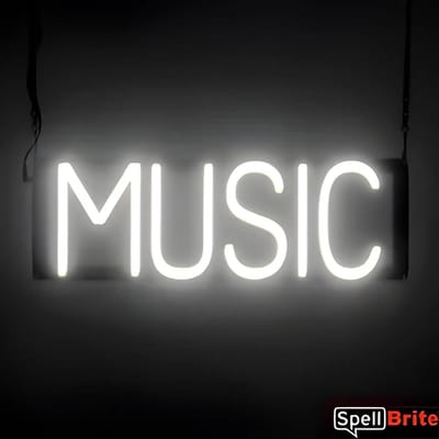 MUSIC - Lichtreclame Neon LED bord verlicht | SpellBrite | 49 x 16 cm | 6 Dimstanden - 8 Lichtanimaties | Reclamebord neon verlichting