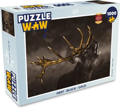 Puzzel Hert - Black - Gold - Legpuzzel - Puzzel 1000 stukjes volwassenen