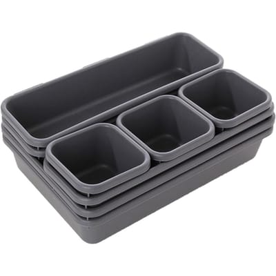 8 pièces/ensemble Organisateur de Rangement de Tiroir d'Ustensiles de Cuisine Boîte Tiroir Support pour Pinceaux de Maquillage et Bijoux Rangement de Papeterie black