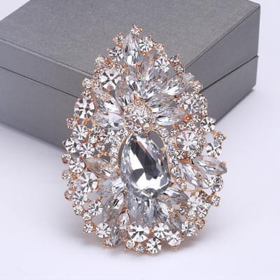 High-end Opzichtig Luxe Exquise Grote Strass Gekleurde Broche Meisjes Sfeervolle Kledingaccessoires gray