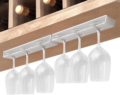 Hanging Stemglas Houder voor Onderkast - 2 Stuks Wijn Glas Organizer voor Keuken en Bar, Ruimtebesparend en Stijlvol