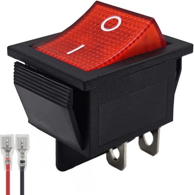 ProRide Wipschakelaar ON-OFF KCD4-202 - met Aansluitkabel - 2 Polig - 250V/16A - 30x22mm - Rood zonder lampje