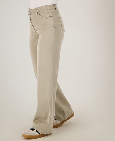 Je m'appelle Dames Broek Straight fit Met stretch - Beige - Maat XS