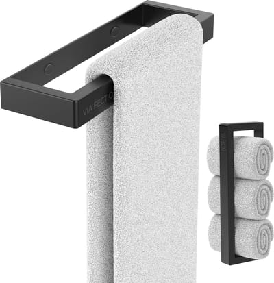 Via Fectio® Handdoekhouder 20 cm - Met Boren - Mat Zwart - Handdoekrek