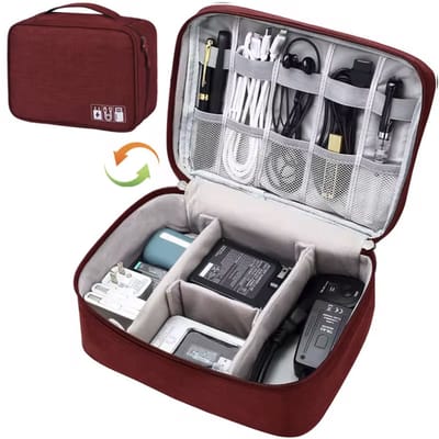 CHPN - Electronica Opbergtas - Accessoire tas - Oplader Tas - Vakantie - Reistas - Oordopjes/kabels - Rood - Elektra tas