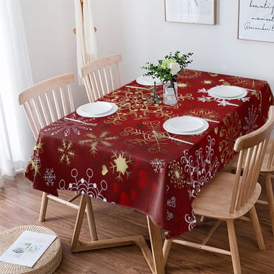 Kerstmis Sneeuwvlok Textuur Keukenbenodigdheden Woonkamer Koffietafel Woondecoratie Eettafel Waterdicht Tafelkleed Diameter 153cm brown