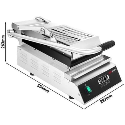 GGM Gastro Kontaktgrill / Hamburger Grill - 2,8 kW - Digital - oben & unten Gerillt - Grillfläche: 223x380mm