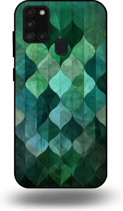 Smartphonica Telefoonhoesje geschikt voor Samsung Galaxy A21s met groene bladeren opdruk - TPU backcover case green leaf design - Groen geschikt voor Samsung Galaxy A21s