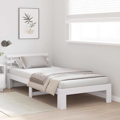 vidaXL - Bedframe - met - hoofdeinde - Wit - 100 - x - 200 - cm - Massief - grenenhout