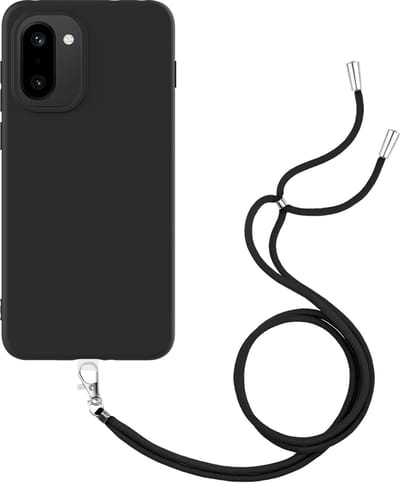 Just in Case hoesje met koord geschikt voor OnePlus 15R Hoesje met Koord - Flexibele Case - Zwart