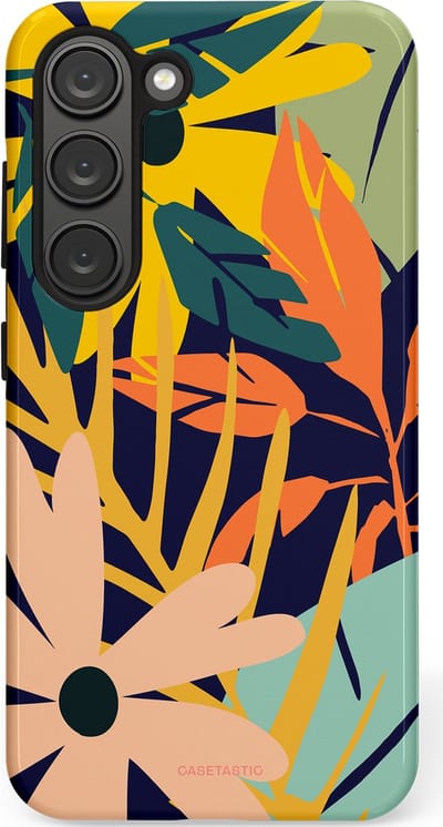 Casetastic Hoesje Geschikt voor Samsung S23 - Stijlvolle Beschermende Duo-layer Case - Ruwe bloemen