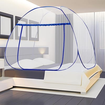 Klamboe Bed - Opvouwbare Muggennet voor Binnen en Buiten | Eenvoudige Installatie, Ideaal voor Camping en Reizen (Blauw)