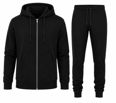 Trainingspak Heren met Rits - Joggingpak Heren met broek - Zwart - M