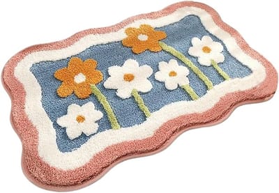 VHV-Badmat 40x60 cm - Zachte Imitatie Kasjmier Badkamermat met Bloemendesign - Antislip en Super Absorberend - Stijlvol Decoratief Vloerkleed voor Badkamer