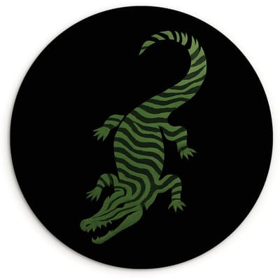 WallCircle® Wandcirkel 120x120 cm - Muurcirkel Krokodil - Groen - Tijgerachtig - Strepen - Muurdecoratie woonkamer - Wanddecoratie slaapkamer - Kamer decoratie accessoires - Ronde schilderijen XXL