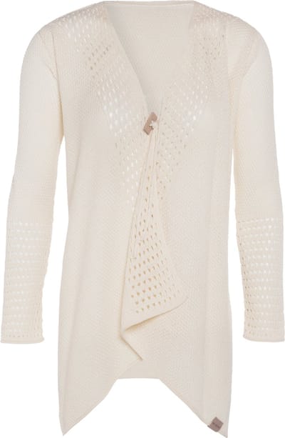 Knit Factory April Gebreid Vest - Cardigan dames - Luchtig wit zomervest - Damesvest gemaakt van 50% katoen en 50% acryl - Ecru - 40/42
