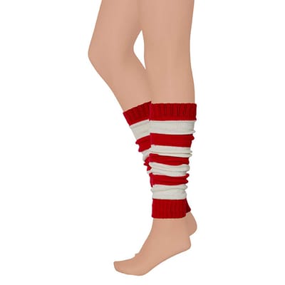Apollo - Beenwarmer feest - Carnaval beenwarmers - rood-wit - One size - Beenwarmers dames - Beenwarmers carnaval - Beenwarmers heren - Beenwarmers