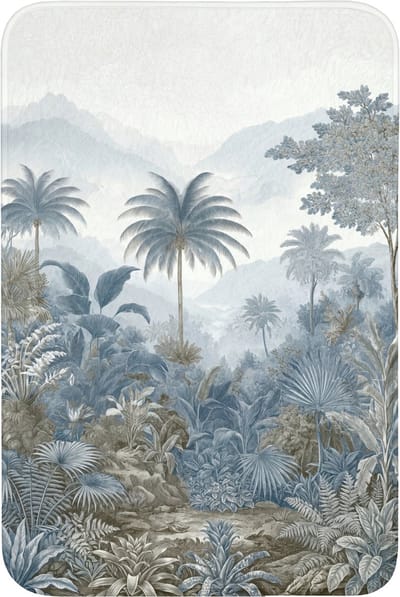 Badmat 60x90 cm - Antislip - Jungle - Modern - Blauw - Groen - Badmatten voor badkamer - Badkamermat - Douchemat - Badkamer mat