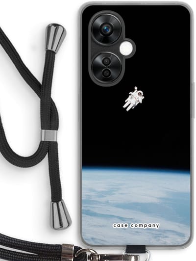 Case Company® - Hoesje met koord geschikt voor OnePlus Nord CE 3 Lite hoesje met Koord - Alone in Space - Telefoonhoesje met Zwart Koord - Bescherming aan alle Kanten en Over de Schermrand