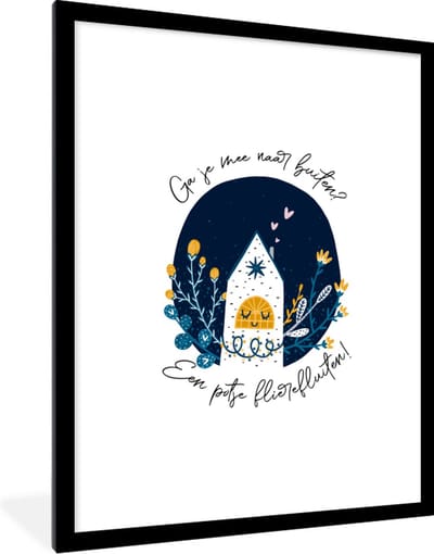 Fotolijst incl. Poster - Spreuken - Quotes - Ga je mee naar buiten? - 60x80 cm - Posterlijst
