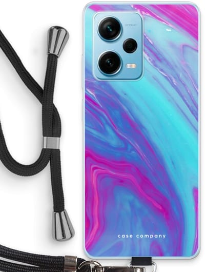 Case Company® - Hoesje met koord geschikt voor Xiaomi Redmi Note 12 Pro Plus hoesje met Koord - Zweverige regenboog - Telefoonhoesje met Zwart Koord - Bescherming aan alle Kanten en Over de Schermrand