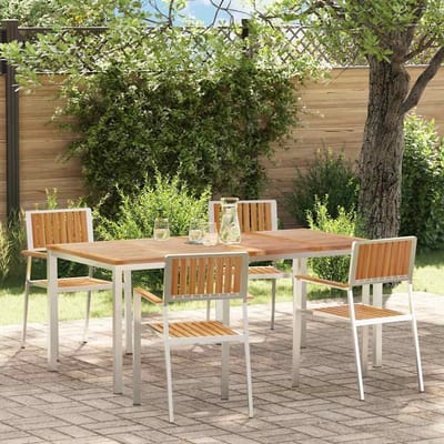 vidaXL Buiten Eettafel Set 5 pcs Bruin Massief Teakhout
