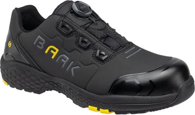 Baak Alex Werkschoen laag S3S - BOA sluiting - ESD - lichtgewicht - vegan - zwart/geel - veiligheidsschoen - werkschoenen - veiligheidsschoenen - maat 42