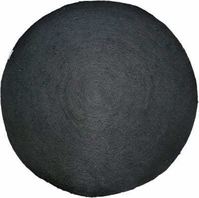 Van René Vloerkleed Rond Woonkamer Zwart Effen Jute 150cm Badkamermat